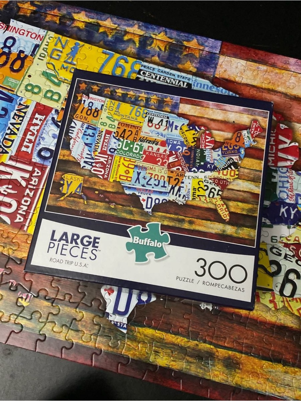 Buffalo 300-Piece Road Trip U.S.A. Puzzle with poster
